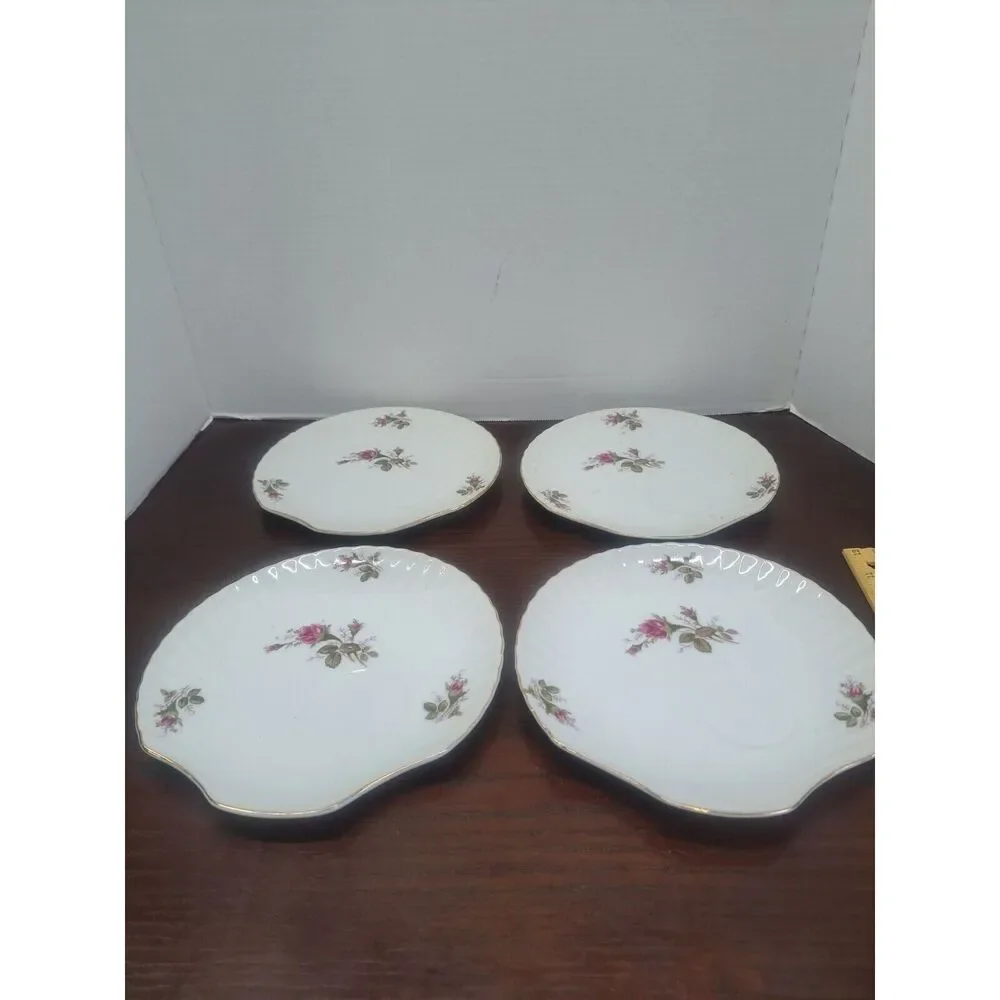 Set Of 4 Vintage Japan Moss Rose Pattern 31/10A  Clamshell Plates